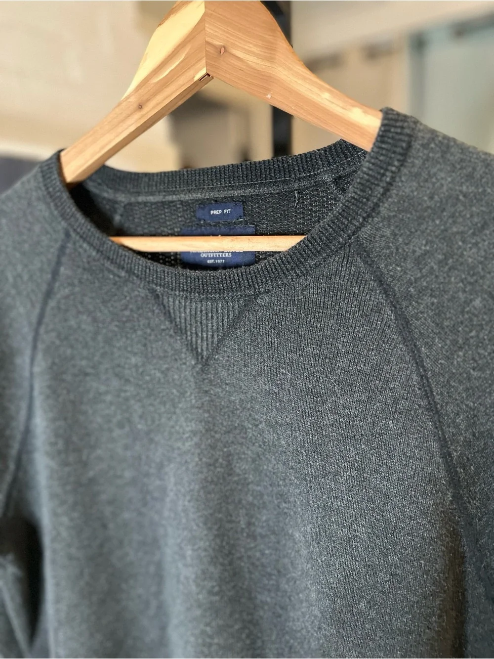 American Eagle Grey Sweater with Ribbed Arms and Hem